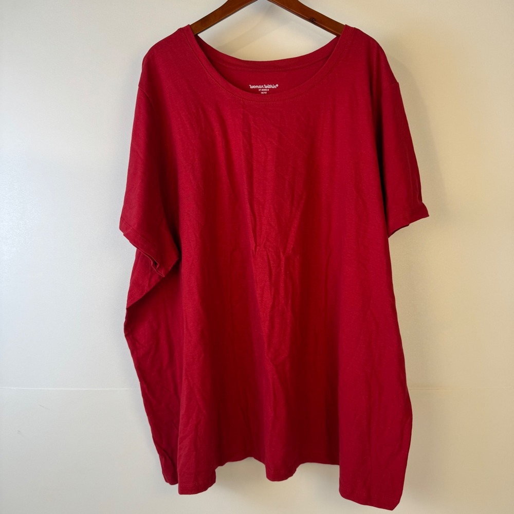 Woman Within T-Shirt Womens 5X Red Short Sleeve Cotton Plus Casual Basic Tee